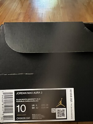 Size 10 - Jordan Max Aura 2 Black University Blue 2021 | eBay