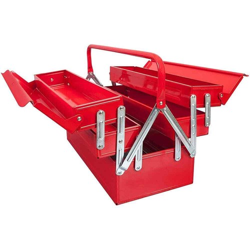 17.7 in. L x 7.9 in. W x 8.2 in. H, Steel Foldable Portable Tool Box with 5 Tool
