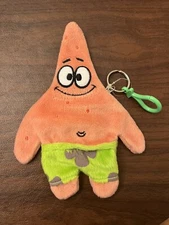 Spongebob Patrick Plush Keychain Backpack Clip Zipper Coin Pouch 8”
