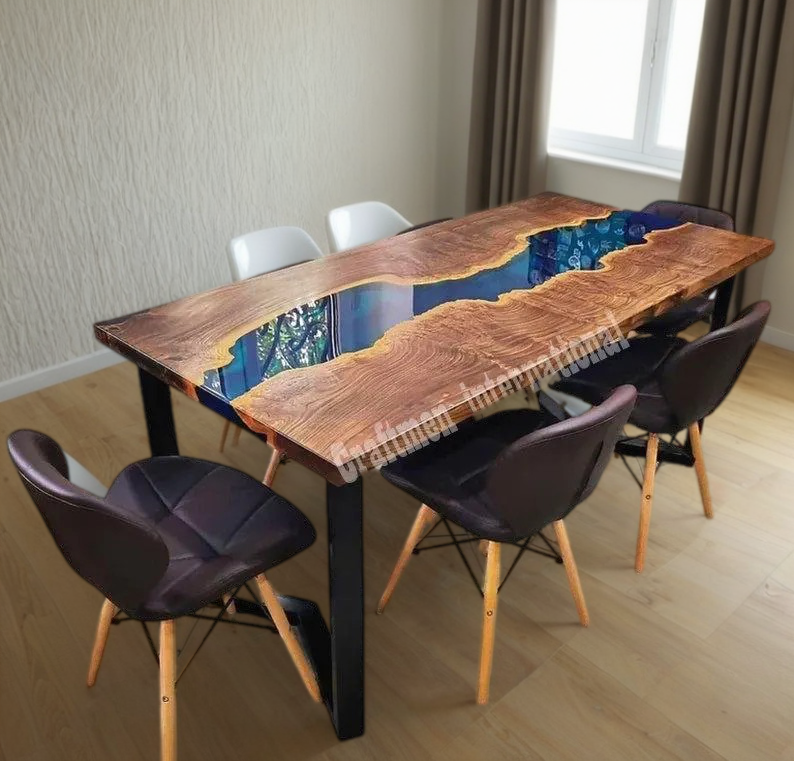 Blue Epoxy table top, Home decor Furniture, Stunning Epoxy table, Resin table