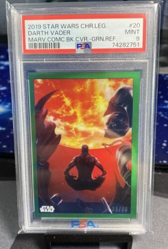 2019 Topps Star Wars Chrome Legacy Darth Vader Comic Cover Green /50 MC-20 PSA 9 - Picture 3 of 3