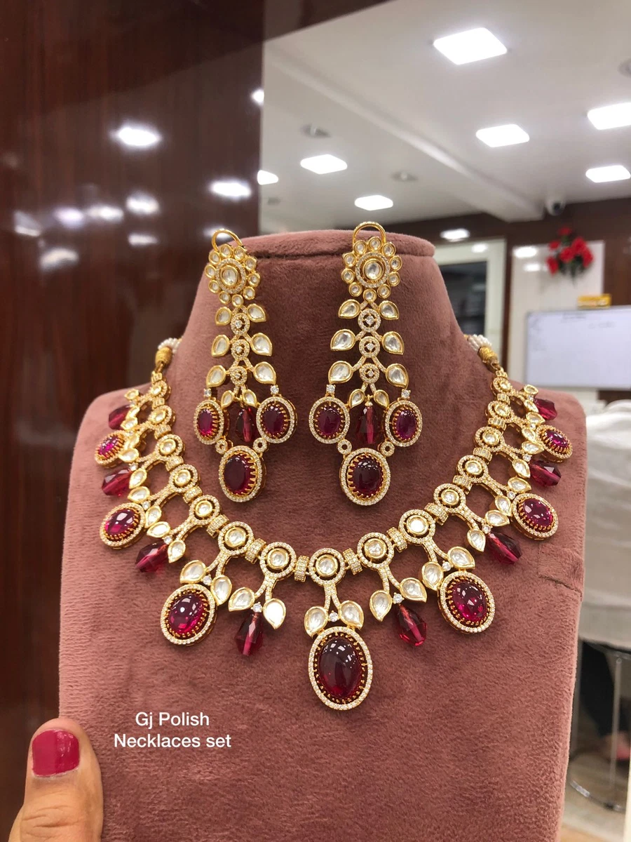 Gold ruby shop necklace set
