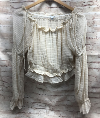 Fashion Nova Flirty Senorita Size XL Off Shoulder Top Cream Ruffle