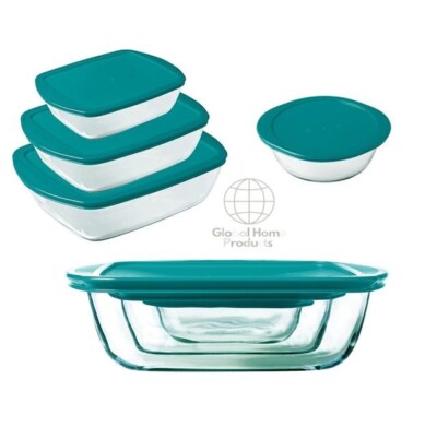 Pyrex Cook and Go Rechteckig & Rund Lebensmittel Ofen Backform mit Deckel