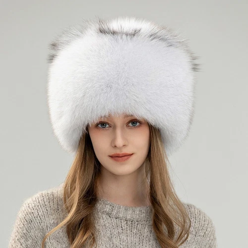 Damen Echt Fuchspelzmütze Russische Uschanka Mütze Kosaken Mongolei Mütze Warm Skimütze - Bild 16 von 20