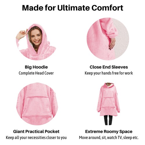 Adult Oversized Hoodie Blanket Heavy Plush Sherpa Fleece Giant Hooded Sweatshirt - Picture 17 of 94