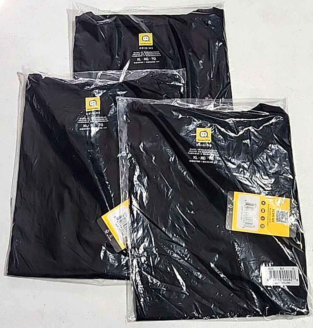 WonderWink Origins Women’s V-Neck Scrub Top Modern Fit XL Black NWT  - 3 Pack