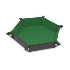 BCW Folding Hexagon Dice Tray PU Leather Green Suede Dungeons Dragons Pathfinder