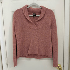 Eileen Fisher System Merino Wool Blend Sweater Size Medium Pink Peach Marled