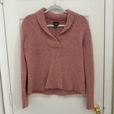 Eileen Fisher System Merino Wool Blend Sweater Size Medium Pink Peach Marled