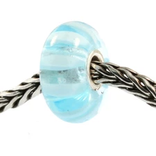 Authentic Trollbeads Glass 61365 Light Blue Stripe *0 RETIRED