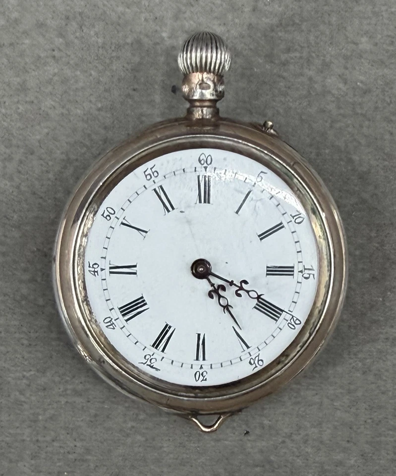 RELOJ BOLSILLO ART NOVEAU Damas Colgante Dos Tonos .800 (80%) Plata Piezas Reparación Foto 2 de 4