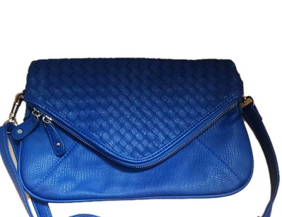 Urban Expression Blue Woven Vegan Leather Crossbody Purse Handbag Bag Weave