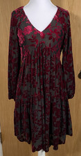 Women's Sz 2 Velvet Burnout Babydoll Dress WhimsiGoth Fairy Grunge Dark Romantic