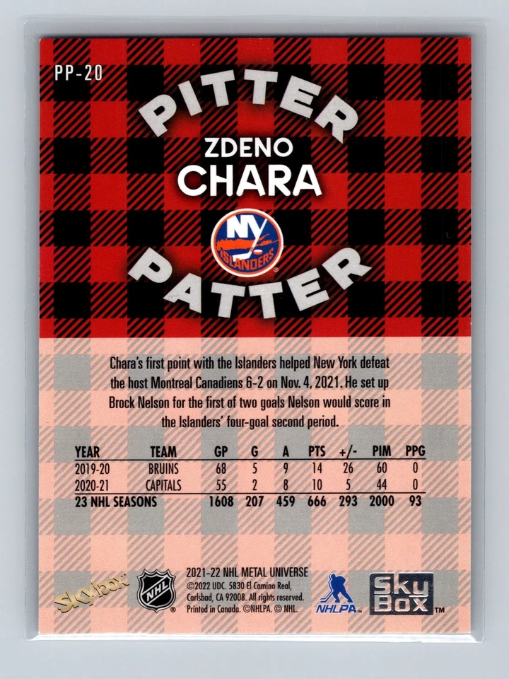 2021-22 Skybox Metal Universe - Pitter Patter Zdeno Chara #PP-20 - Image 2 of 2