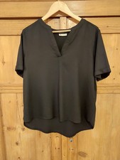schwarze Bluse 44, Halbarm, kleiner V-Ausschn...