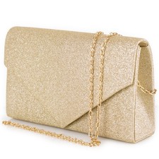 Pochette oro donna da cerimonia glitter brillantini elegante borsetta dorata