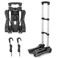 Folding Hand Truck Heavy Duty Luggage Cart 4-Wheel Utility Dolly 110 LB Black