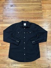 Levi's Black Denim Western Pearl Snap Button Up Shirt Men M