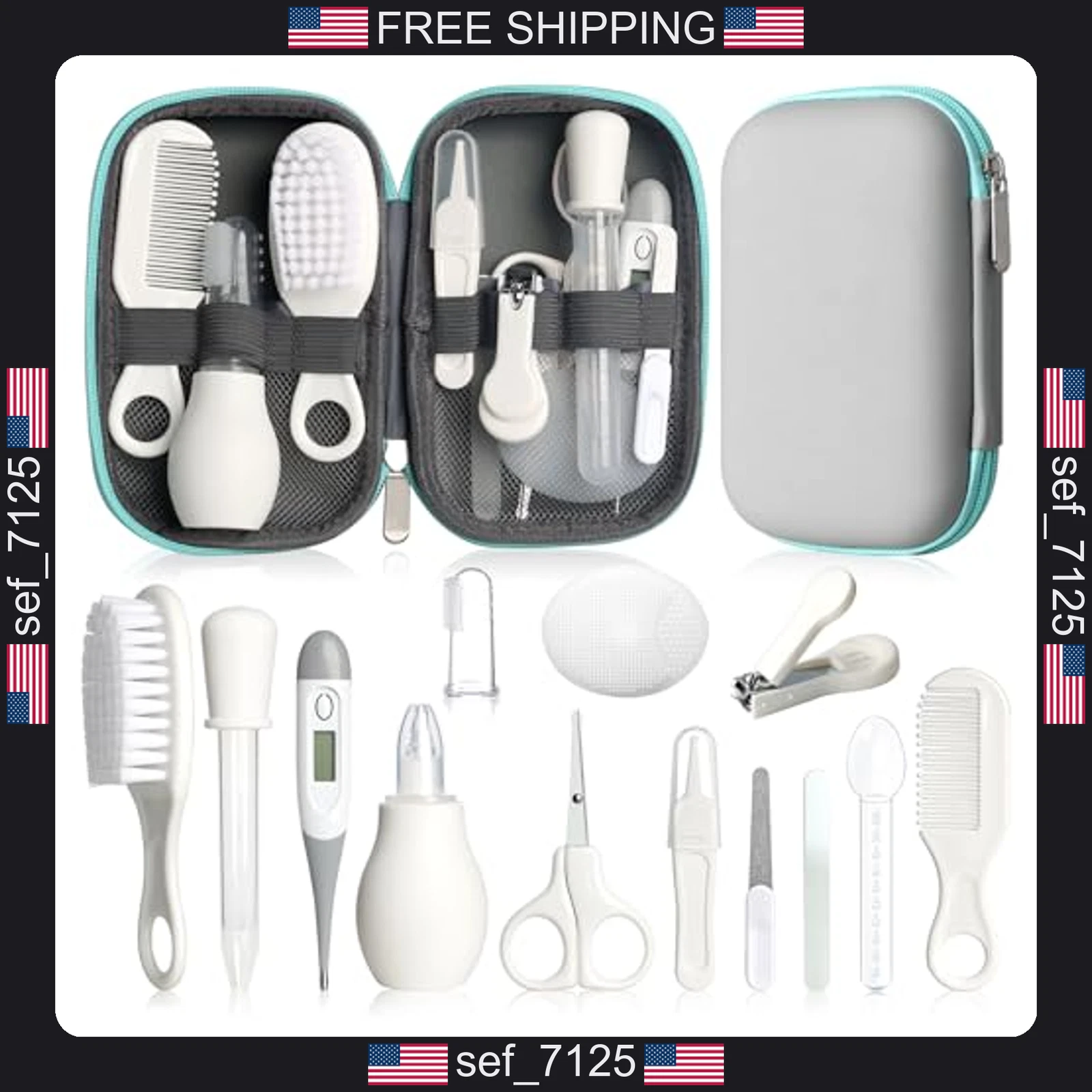 Baby Grooming Kit, Infant Safety Care Set with Hair Brush Comb Nail Clipper
Opens in a new window or
