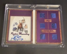 Peyton Manning Auto 1/10 Leaf History Book Sports Ch 2 Purple Spinning Yarns