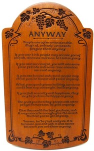Anyway Cherry Wood Plaque Christian P. Graham Dunn Amish Country Collectible GC