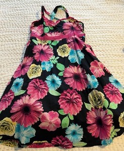 Girls floral justice A line dress, size 16. Adjustable straps. Pet / smoke free.