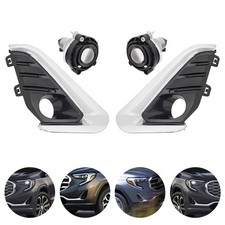 6PCS For 2018-2021 GMC Terrain Front Bumper Fog Lights Lamp w/Bezel &Chrome Trim