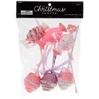 HL Christmas Supply - Glitter Cupcake Wrapped Candy Picks 6pc Set