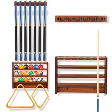 Pool Stick Holder - 7 Pool Cue Rack Wall Mount With Cue Rest and Ball holder ...