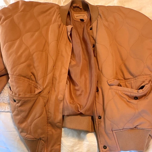 Universal Thread Men's S Brown Quilted Bomber Jacket Band Collar Pockets - product listing photo