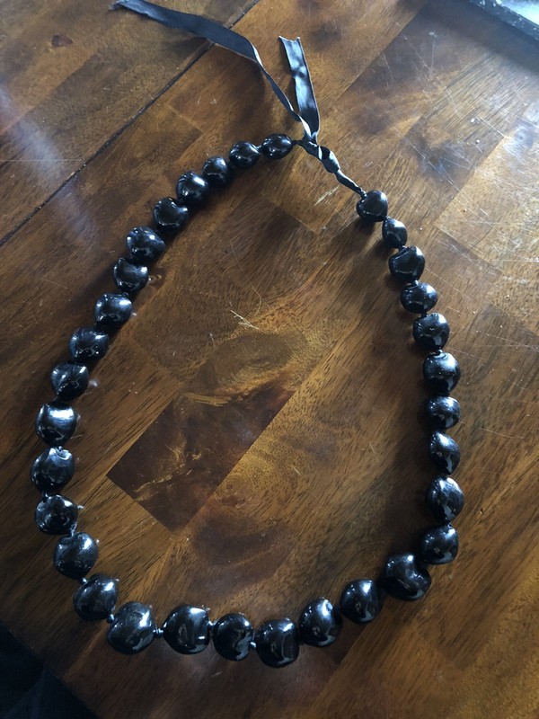 Disney Aulani Resort Black Bead Luau Lei Necklace