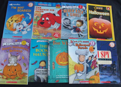 9 Halloween Reader Book LOT Noodles Clifford Mittens I Spy Joke Kid Level 1 2