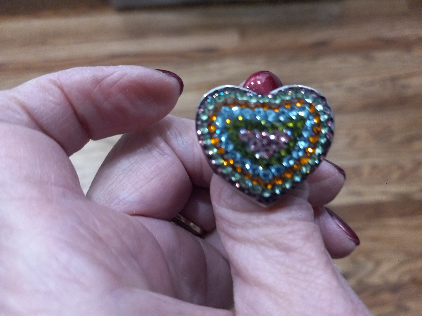 HEART RING STERLING SILVER MULTI COLORED CRYSTAL … - image 3