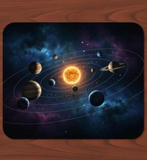 Solar System 9.5 x 8 Mouse Pad With Anti-Slip Rubber Backing Made In USA New 