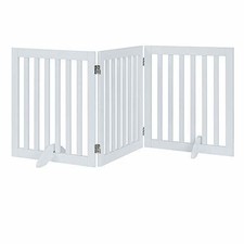 unipaws 24 H Free Standing Pet Gate for Dog Cat Baby Stairs Indoor Use White