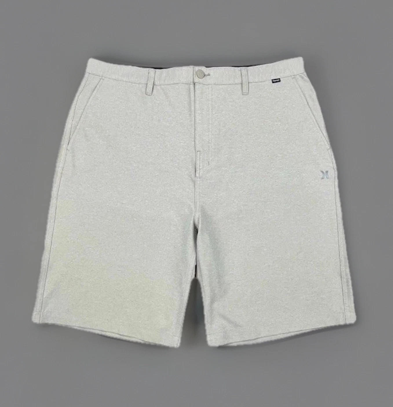 HURLEY Hybrid Shorts Mens 42 Light Gray Spacedye Stretch Walk Swim 22" Length