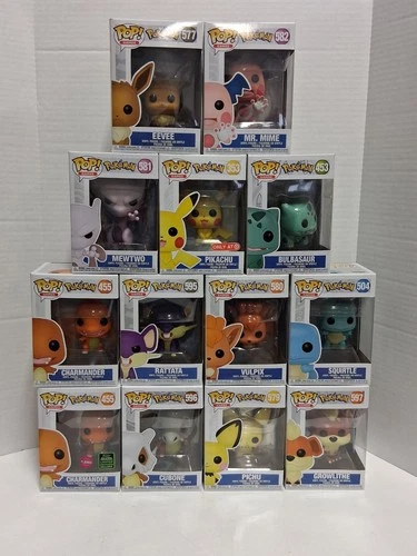Lot Of 13 Pokémon Funko Pop Vinyl (Charmander Pikachu Squirtle Mewtwo Eevee)
