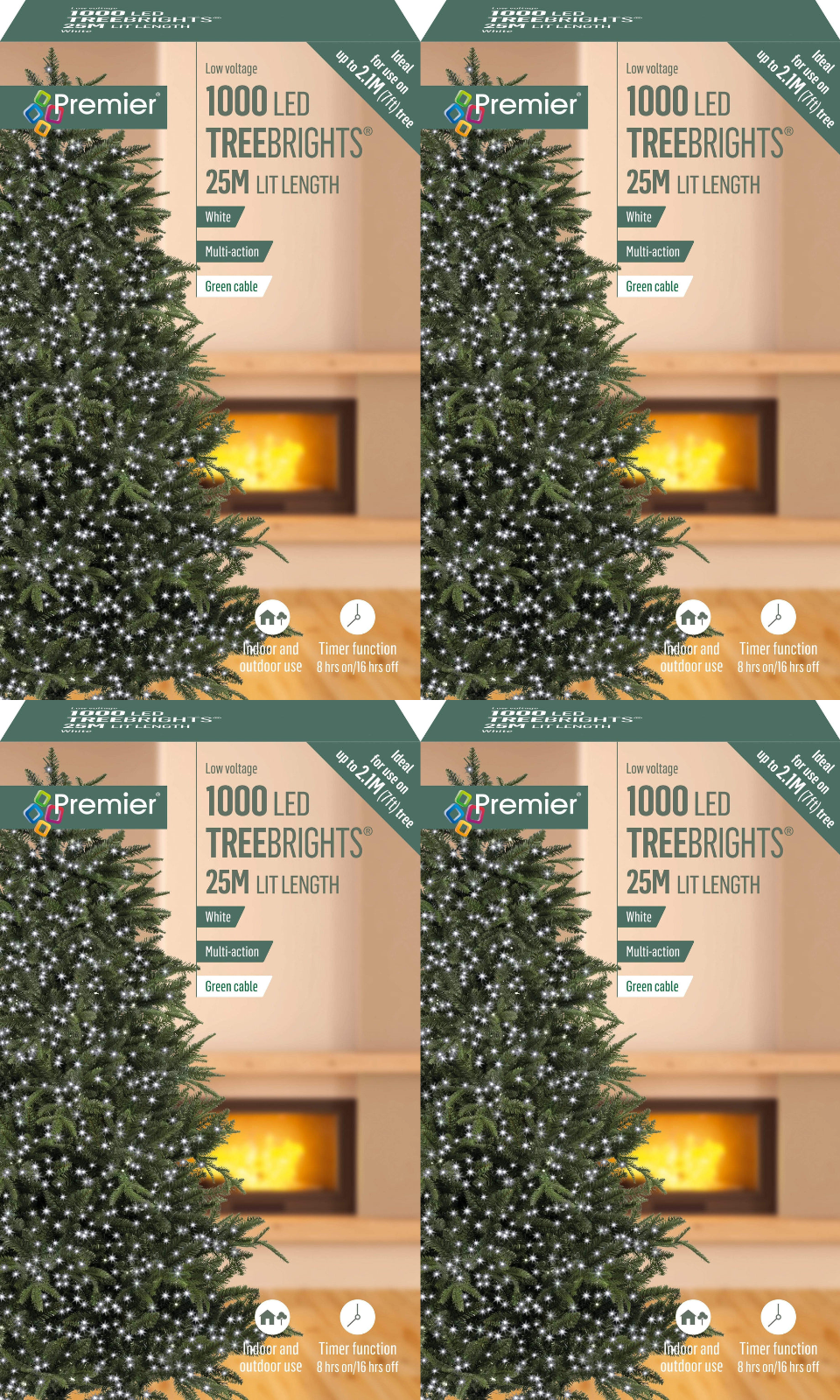 1000 LED Christmas TREE Brights Timer Lights Multi Action by Premier - White - Image 10