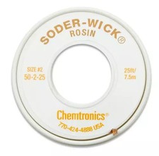 2pcs Chemtronics 50-2-25 Soder-Wick Desoldering Braid, 25-Ft YELLOW