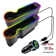 7 Color Led Car Seat Gap Organizer with 56W Type C USB Charging