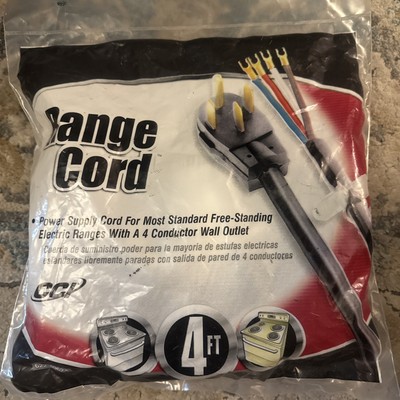 CCI 4 Foot 50 Amp 4 Wire Range Power Cord 622-49624 Universal See Packaging Pics