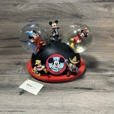 2002 Mickey Mouse March Ears Club Light Up Musical Snow Globe Walt Disney World