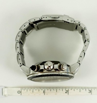 Jacques Lemans mens black +silvertone watch 1-1714 alarm