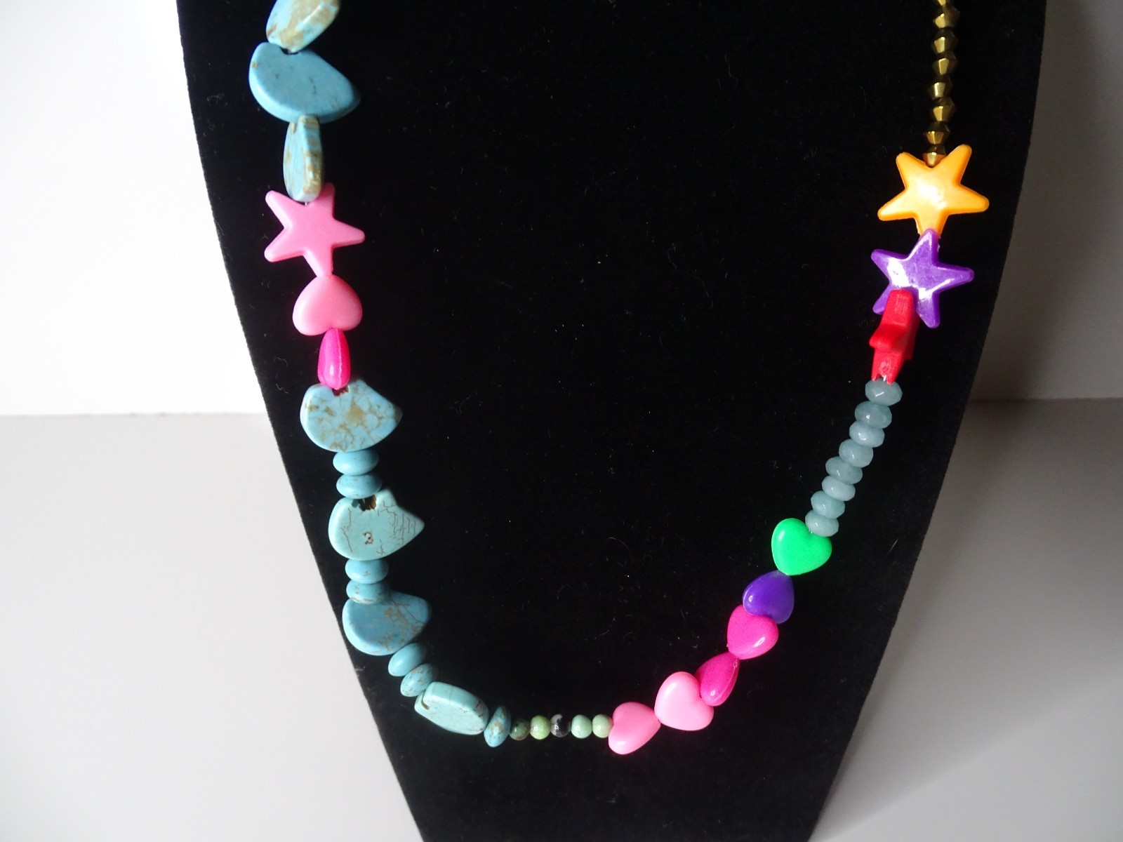 Unique Asymmetrical Turquoise & Multi-Colored Hea… - image 3
