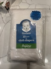 Gerber Unisex 100 Cotton Rib Birdseye Flatfold Diapers - Pack of 10