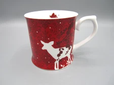Barnes & Noble Rosanna, Deep Red White Forest Animal Coffee, Tea Mug 12 oz (458)