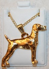WEIMARANER Dog 24K Gold Plated Pewter Pendant Chain Necklace USA Made Jewelry