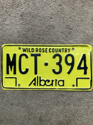 Expired 1980s Alberta License Plate - MCT 394  -  Nice!