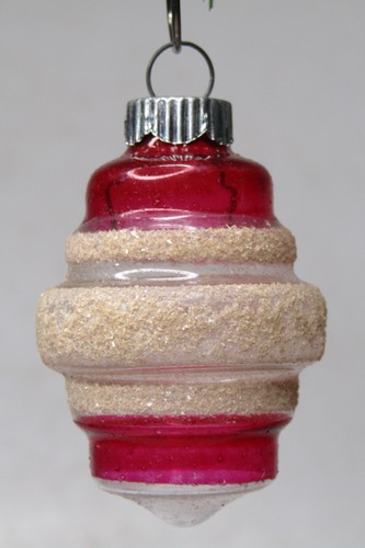 VTG Unsilvered Glass Mica TORNADO DROP Mini Christmas Ornament Shiny Brite RED - Picture 4 of 6